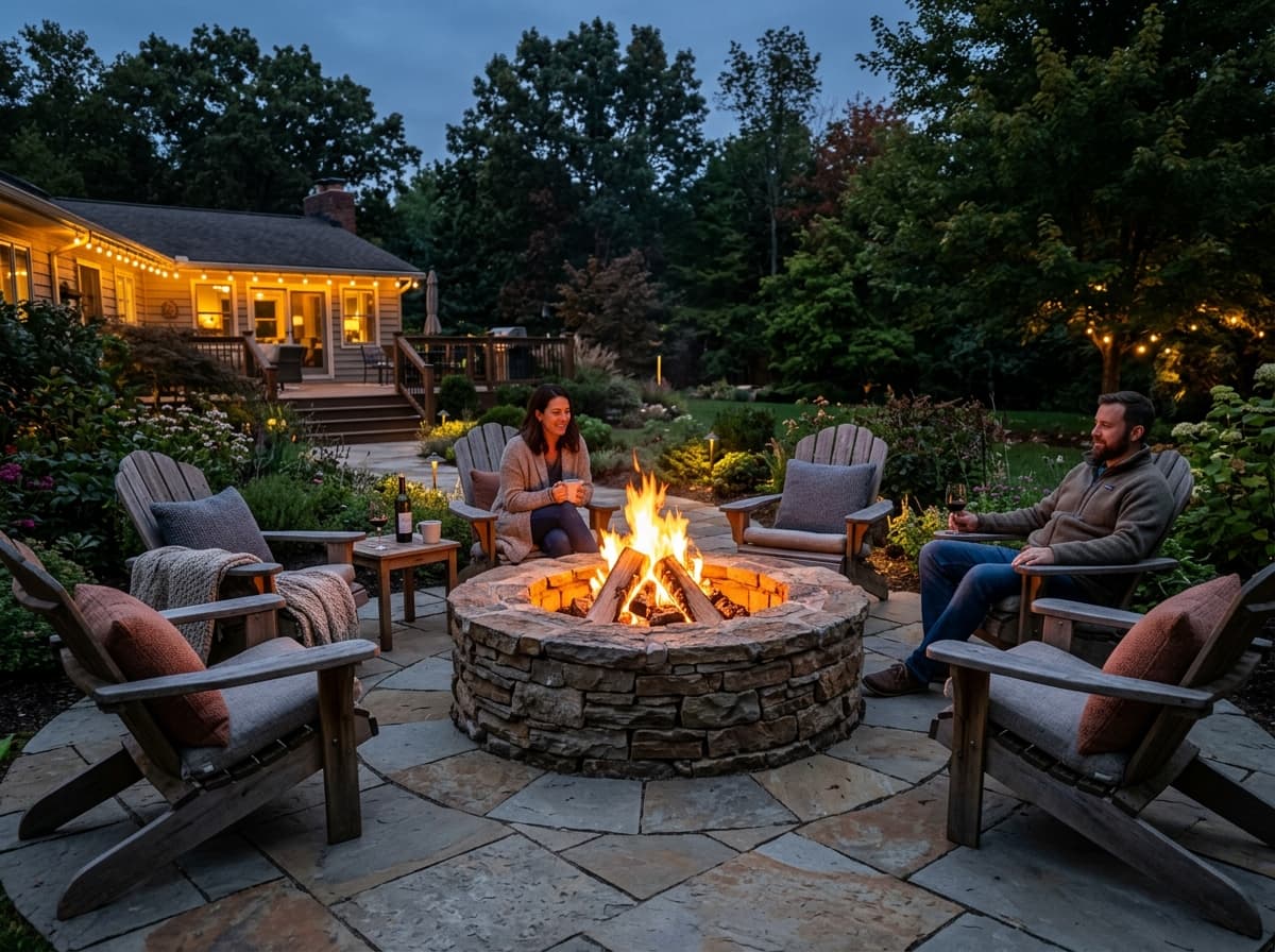 Fire pit and outdoor seating area