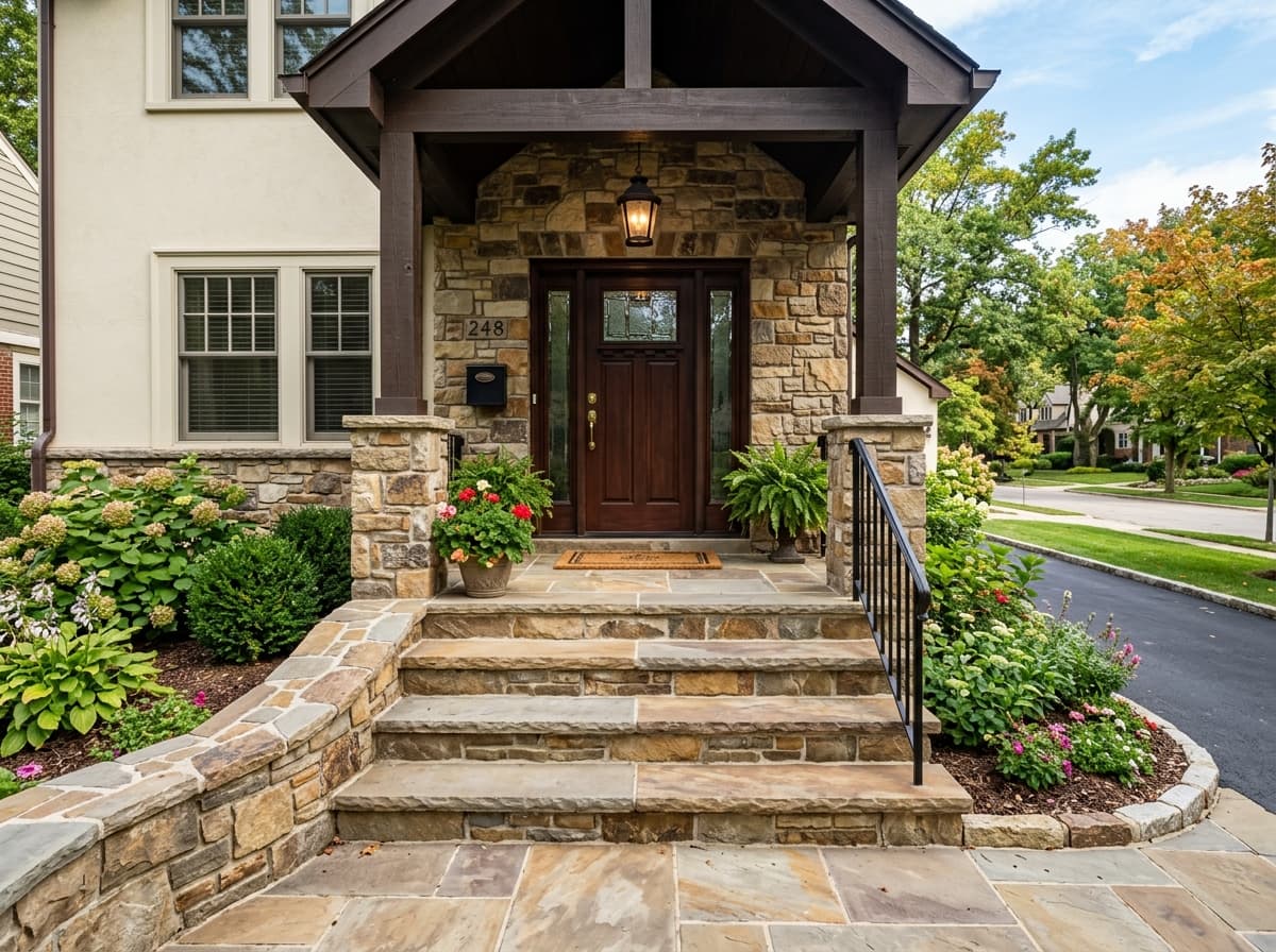 Outdoor steps and stoop installation